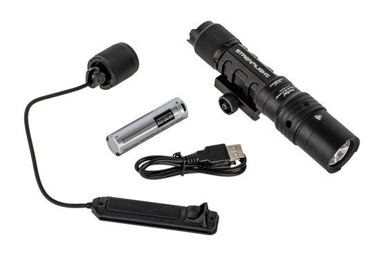 The Streamlight HL-X Laser ProTac Rail Mount Tactical Light comes with a rechargeable battery and tape switch
